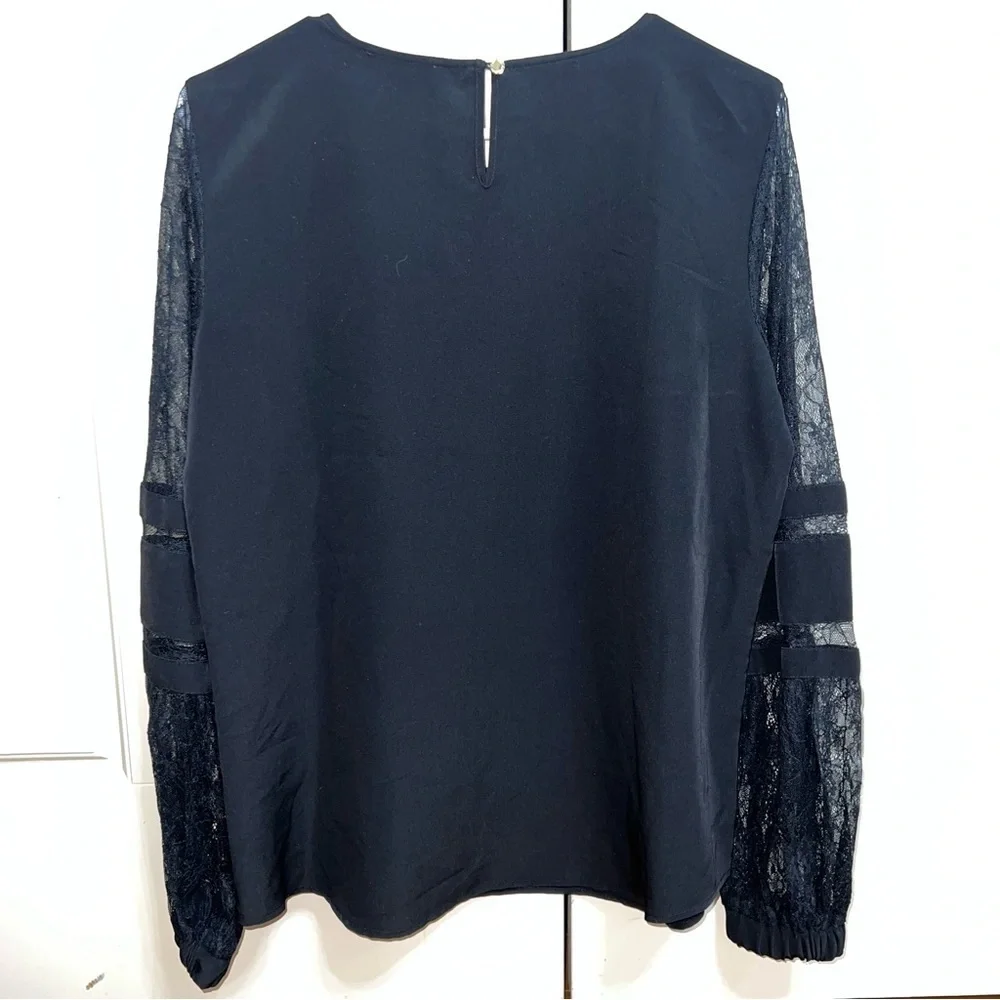 Calvin Klein Black Long Sleeve Lace Blouse Size Medium - Picture 8 of 11